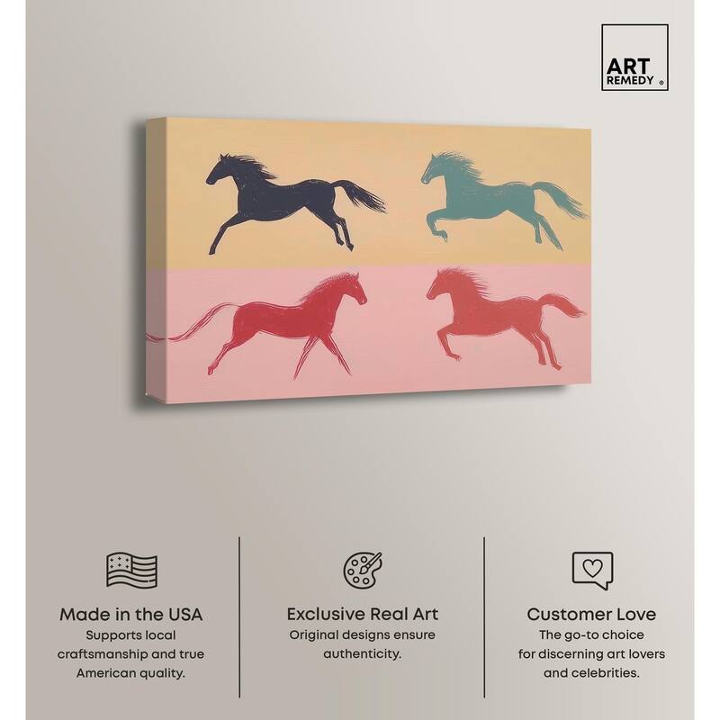 Galloping Quartet Canvas by Art Remedy, Gallery Wrapped