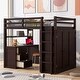 preview thumbnail 1 of 7, Full Size Loft Bed in Wood with 3 Drawers, Desk & Wardrobe Espresso