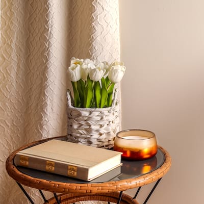 National Tree Company 10 in. White Tulip Bouquet in White Basket y - 10 in