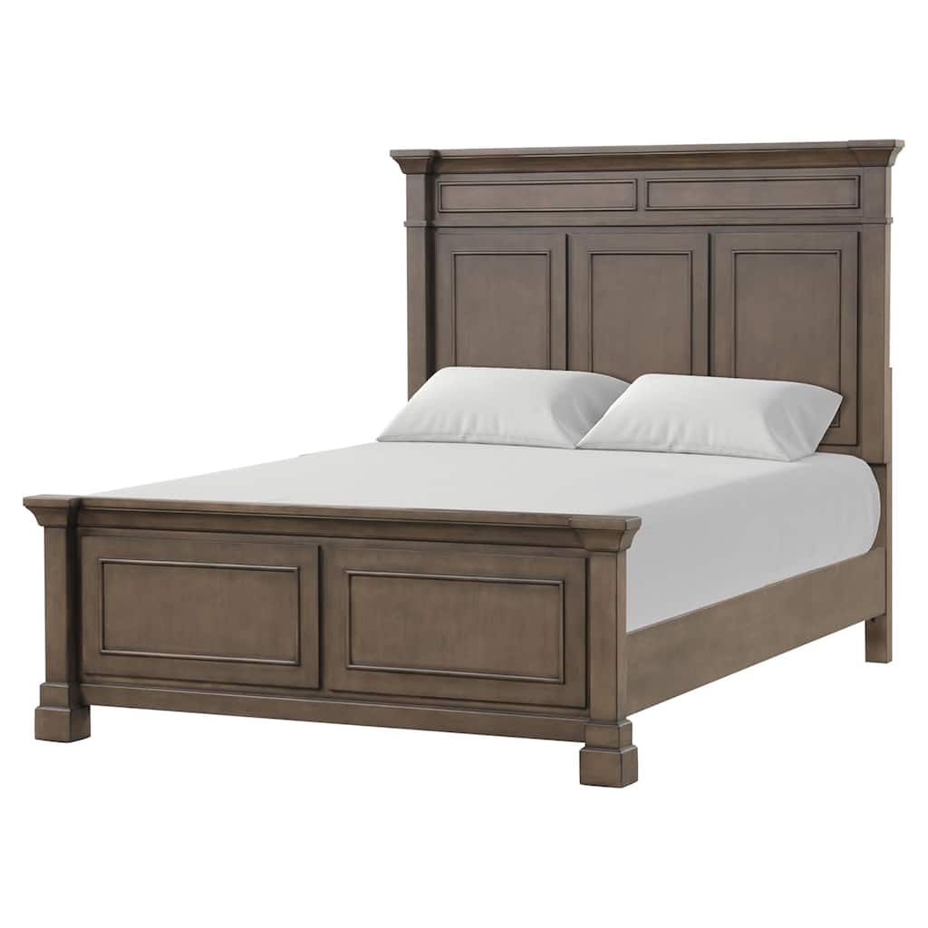 Huder Queen Bed, Panel Molded Headboard and Footboard, Walnut Brown
