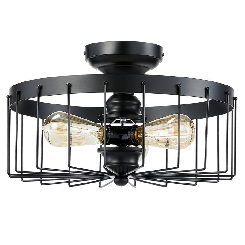CO-Z Industrial Ceiling Light Fixture 15-Inch Semi Flush Mount - Black