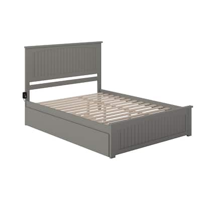 African Adventure Platform Bed - Grey Twin Trundle & Footboard - HomeStock
