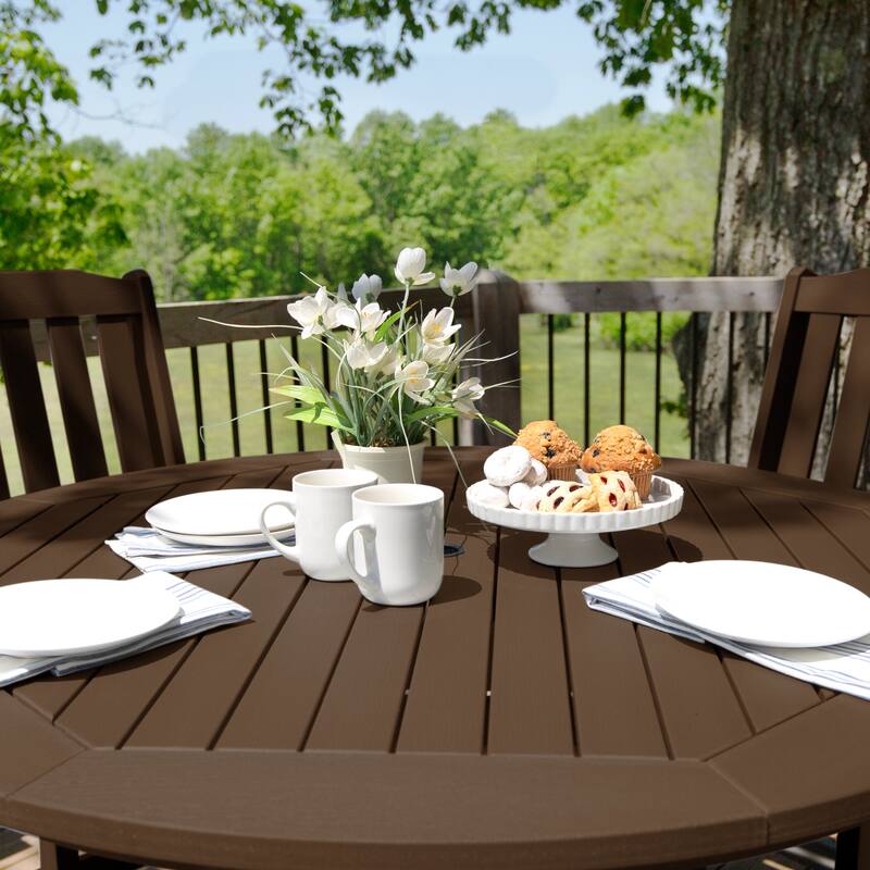 Lehigh 5-piece Outdoor Dining Set - 48" Round Table, Counter-height