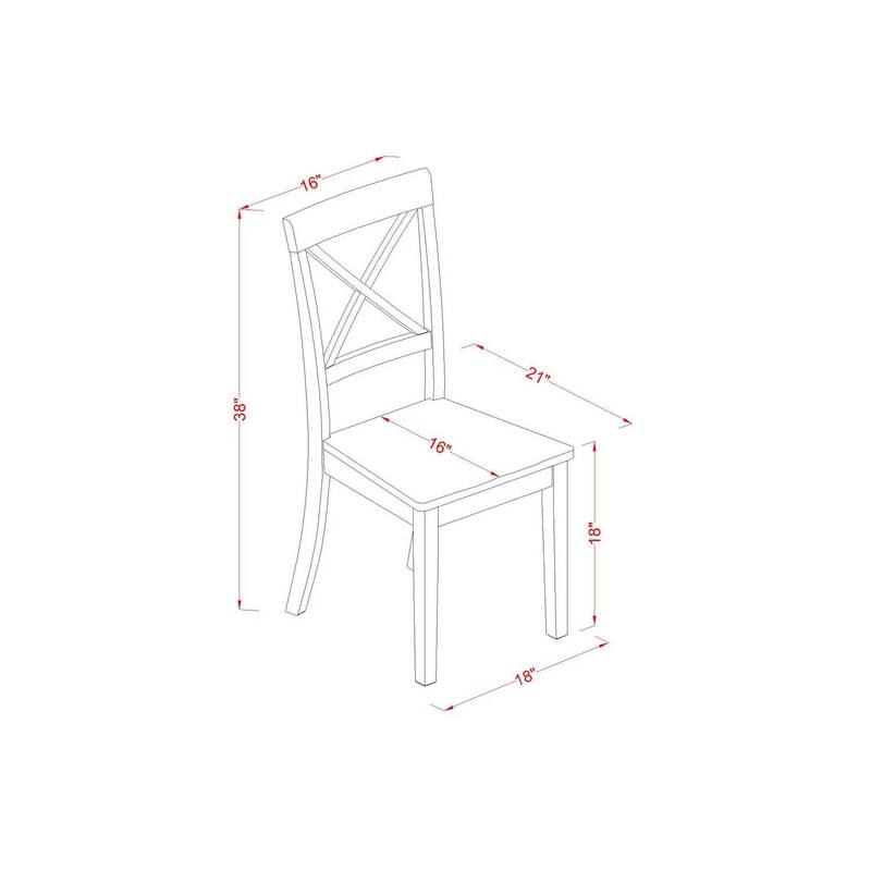 5 Piece Dinette Set - Rectangle Table with Leaf & 4 Chairs - 42x60 Inch - Linen White
