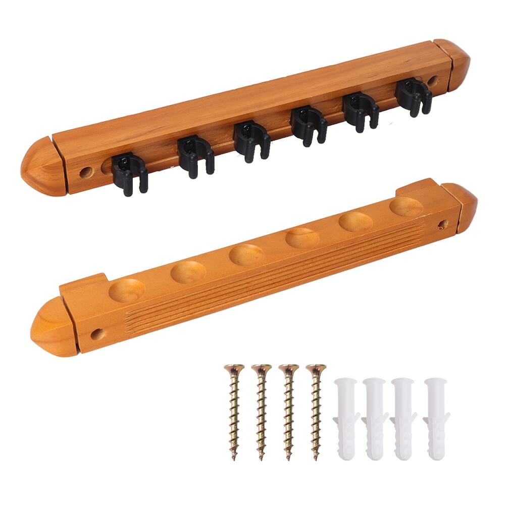 GSE™ 6-Pool Cue Wall Mounting Billiard Cue Rack, 2-Piece Hanging Wall Mounted Pool Cue Stick Holder