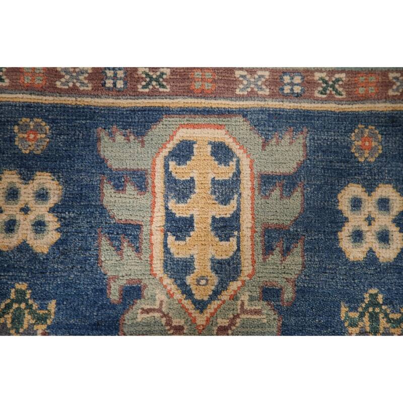 Blue Kazak Accent Rug Hand-Knotted Wool Carpet - 2'8" x 4'5"