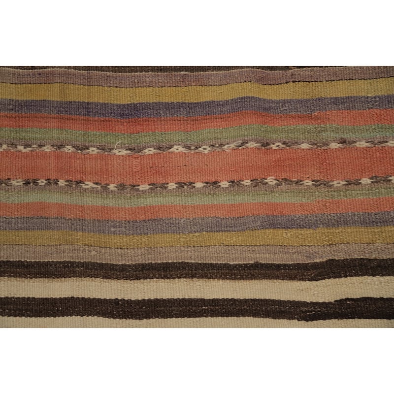 Hand Woven Oriental 100% Wool Carpet Southwestern Tribal Multi-Colored Kilim Area Rug - 8' 2'' X 5' 5''