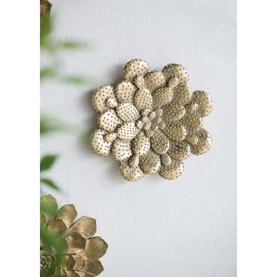 Modern Piece Succulent Wall Decor with Gold Finish Unique Textured Design, for Home and Office Decor