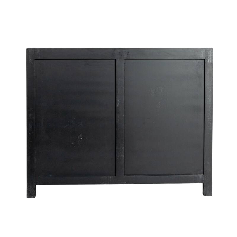 Mango Wood and Cane 2-Door Cabinet with 2 Shelves