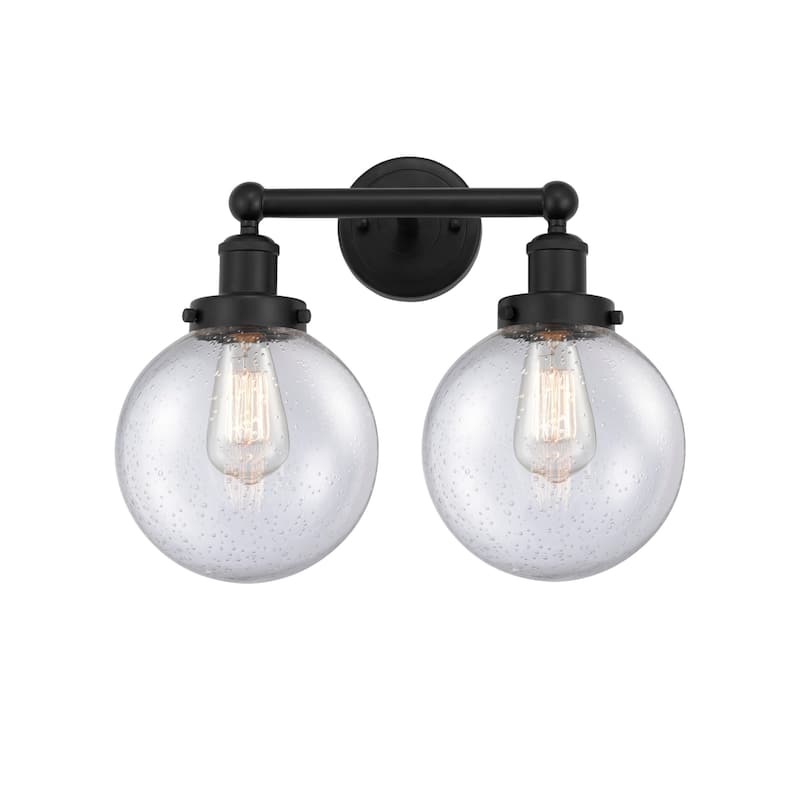 Innovations Lighting 616-2W-10-16-L Beacon Vanity Beacon 2 Light 16" - Matte Black / Seedy