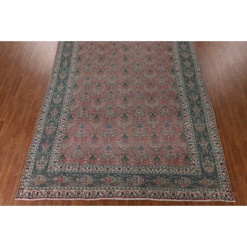 Over Dyed Pink Tabriz Persian Vintage Rug Handmade Wool Carpet - 9'9"x 12'7"