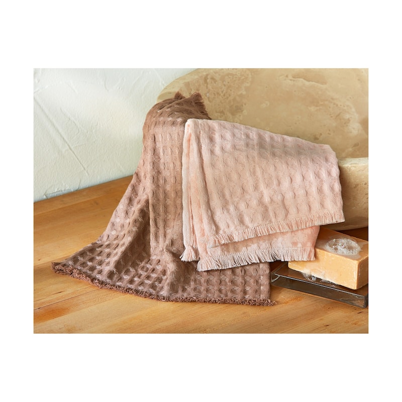 Wellbeing Waffle Bath Towel Latte Brown Cotton Everyday Kitchen Textiles Machine Wash 59x28 Inches