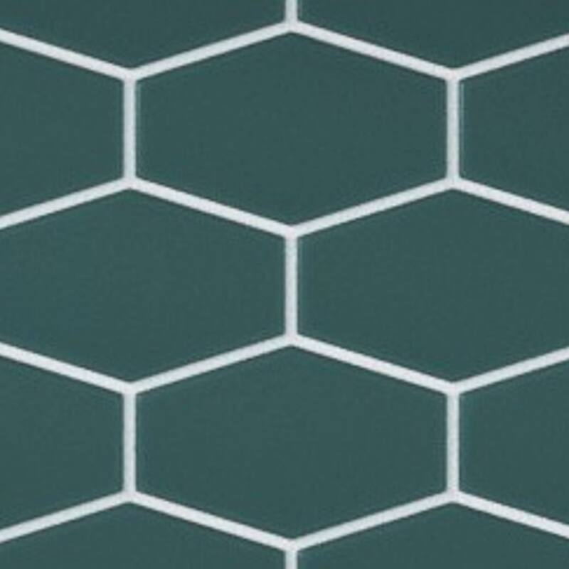 Long Hex 11 in. x 11 in. Glass Mesh-Mounted Mosaic Tile - Marine Matte - 11 in. x 11 in.