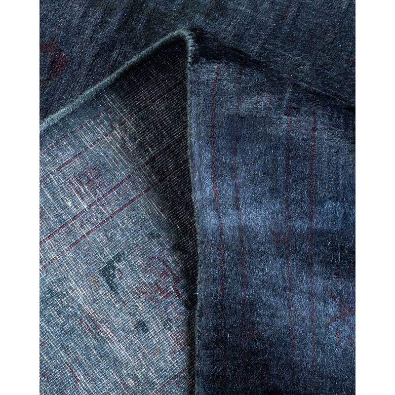 Overton Hand Knotted Wool Vintage Inspired Modern Contemporary Overdyed Black Area Rug - 4' 2" x 6' 4"