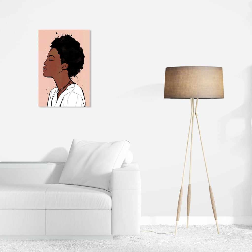 Wynwood Studio Canvas Fashion and Glam Ink Styled Girl Pink and Light Pink Modern & Contemporary Wall Art Canvas Print