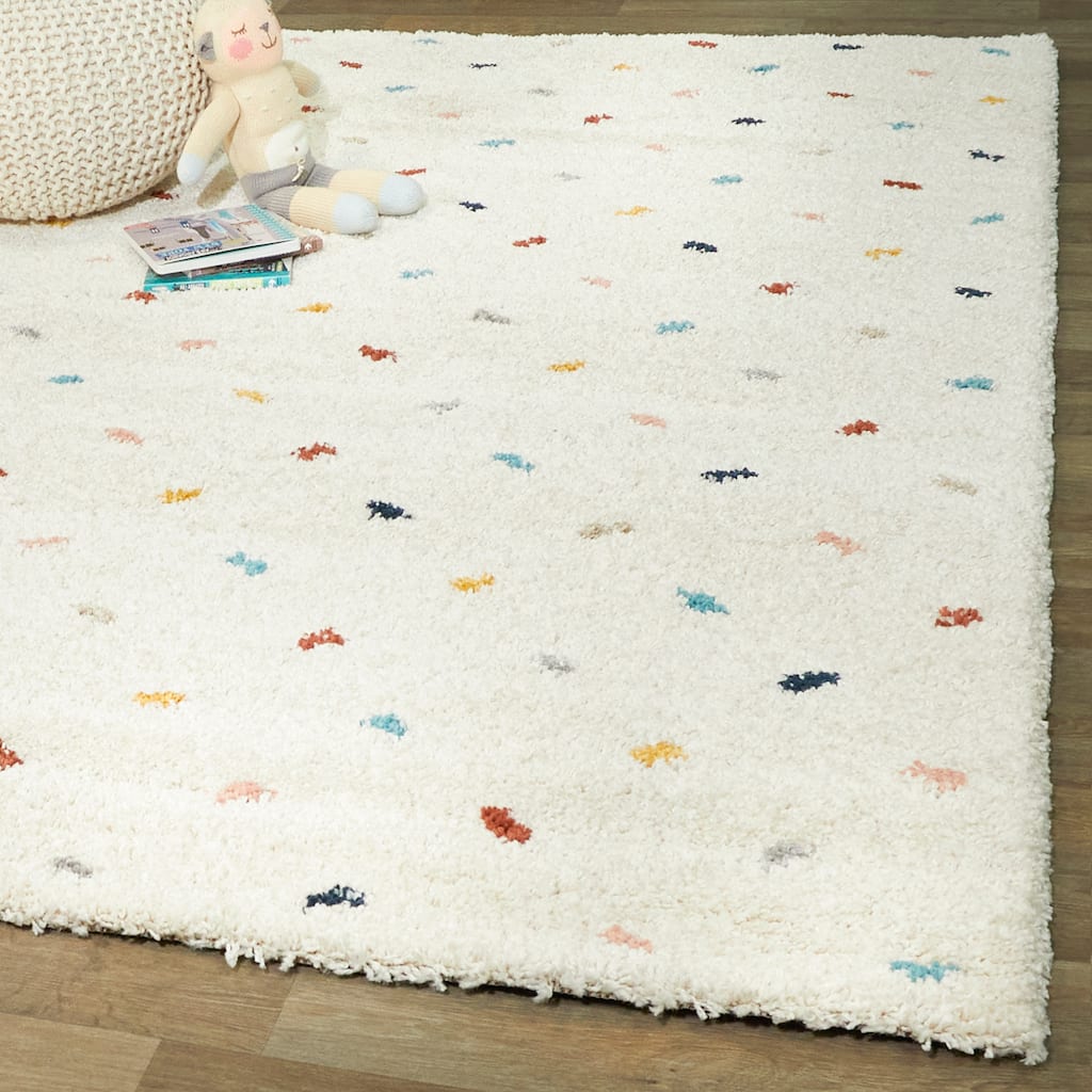 Enrica Polka Dots Shag Area Rug