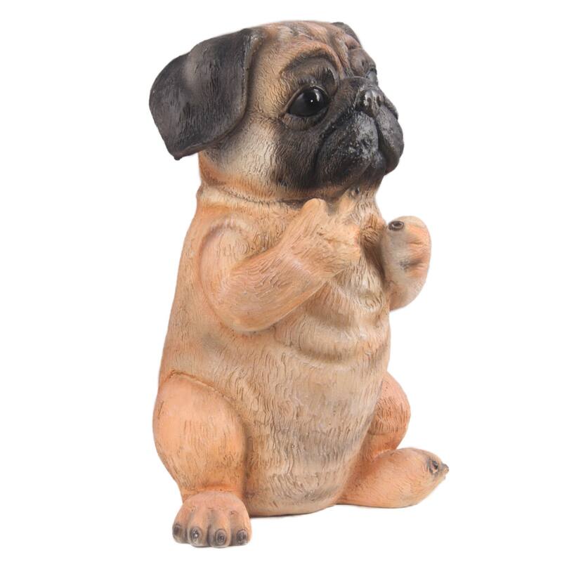 11" Sitting Pug Puppy Outdoor Garden Statue