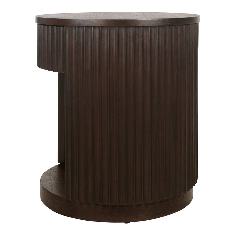 NPD Furniture Truro Fluted Nightstand with 1 Drawer and Open Shelf