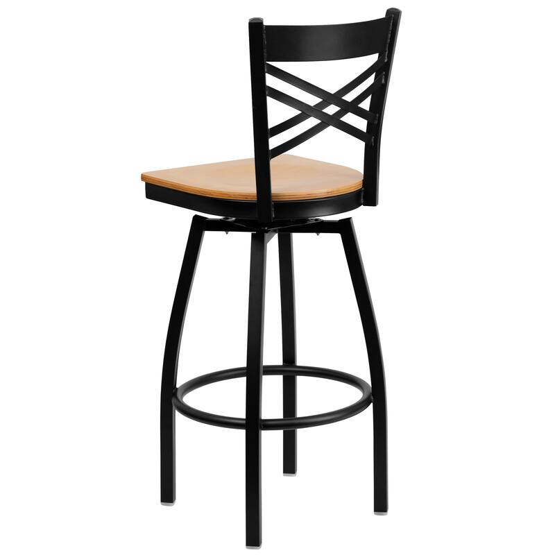 2 Pack ''X'' Back Swivel Metal Barstool - 16.5"W x 20.5"D x 44.5"H - 16.5"W x 20.5"D x 44.5"H