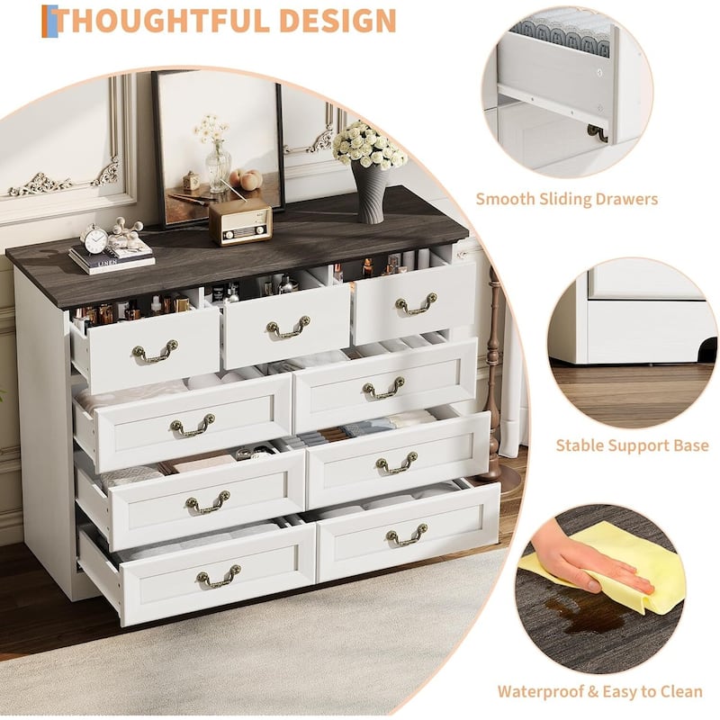 Vintage 9 Drawer Dresser for Bedroom Living Room