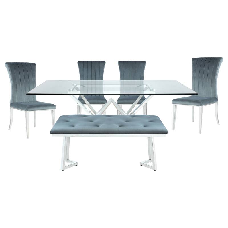 Beaufort Chrome and Grey Rectangular Dining Set