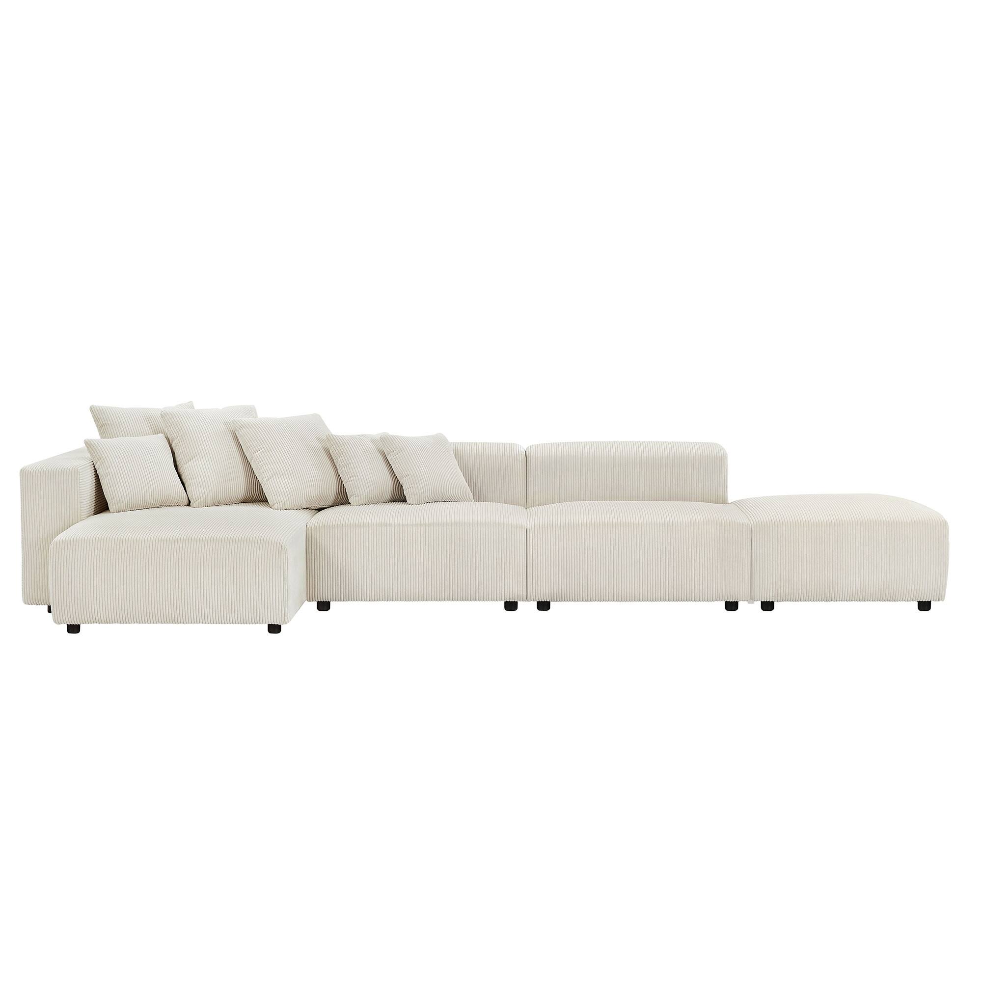 Modular Soft Corduroy Sectional Sofa 4Piece Set with Small LShaped