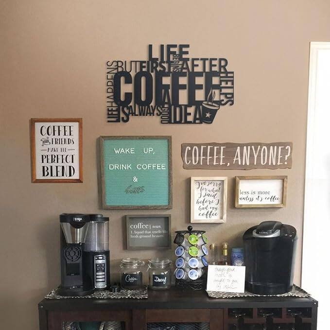 Coffee Metal Wall Art - Kitchen and Cafe Wall Sign - Coffee Bar Decor
