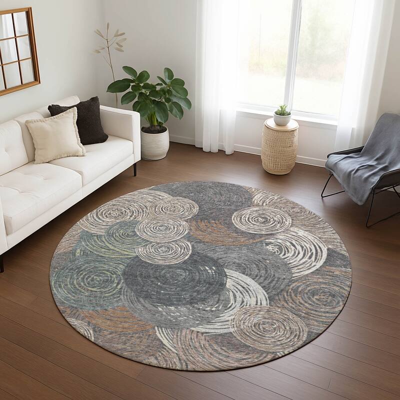 Machine Washable Indoor/ Outdoor Modern Twister Chantille Rug