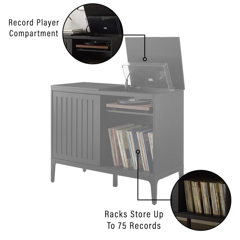 Crosley Asher Large Record Player Cabinet With Vinyl Storage