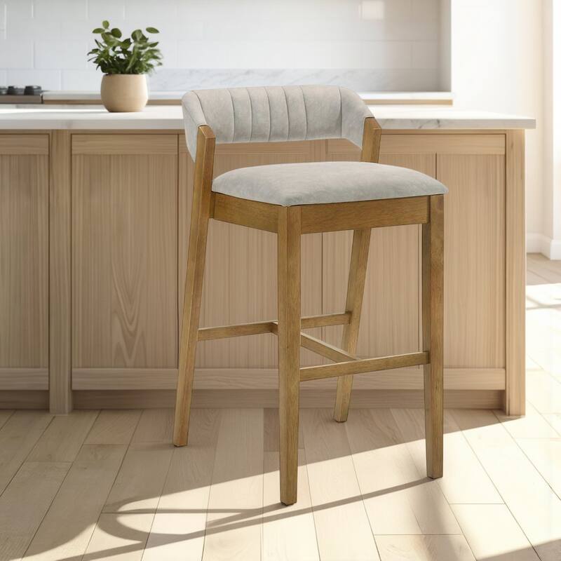 Landyn Modern Bar Stool, Upholstered Counter Height Chair with Wood Frame