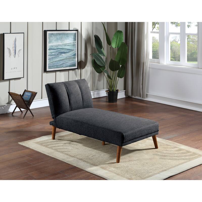 Black Polyfiber Adjustable Chaise Bed with Solid Wood Legs - Multi-Color