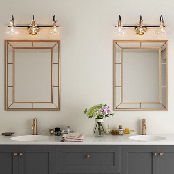 Bathroom 2 mirrors 1 light outlet