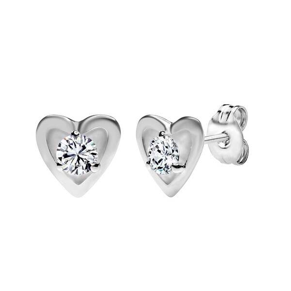 heart shaped stud earrings silver