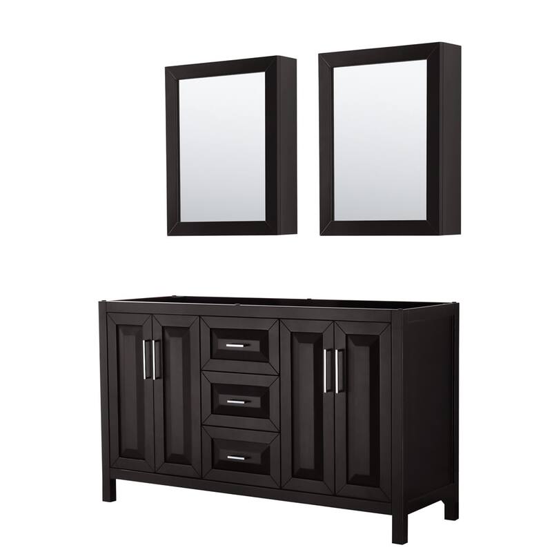 Wyndham Collection Daria 59" Double Free Standing Vanity Cabinet - - Dark Espresso / Polished Chrome Hardware