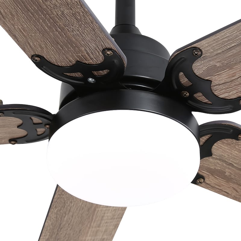 42"/52" Ceiling Fan with Remote,Dual Blade Finish,3CCT LED Light,Plywood Blades,Flush Mount and Downrod Mount