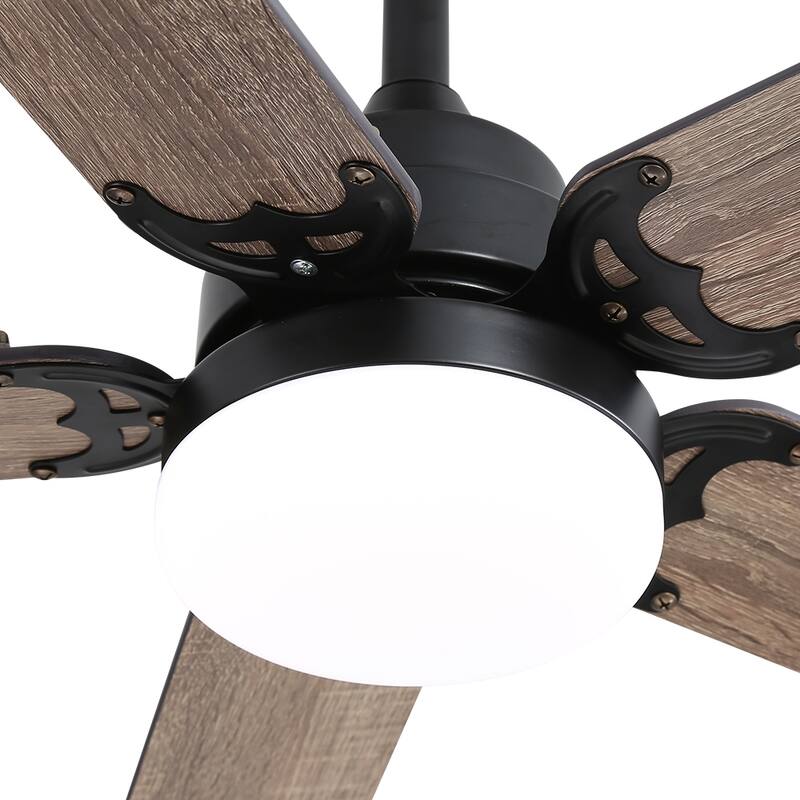 42-inch Flush Mount and Downrod Mount Ceiling Fan with Light and Remote, 5 Plywood Blades - 42 Inch diameter