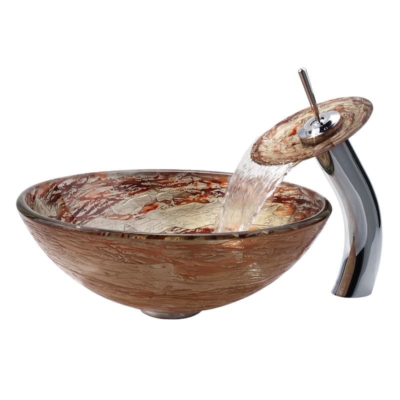 Kraus 16-1/2" Ares Glass Vessel Bathroom Sink - Includes Pop-Up Drain