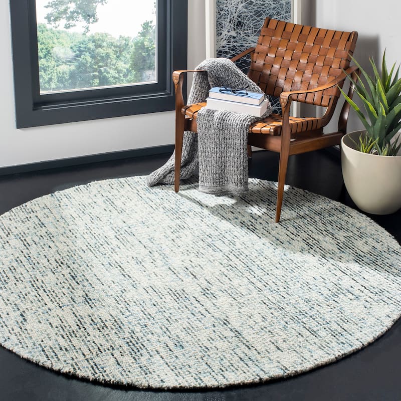 SAFAVIEH Handmade Abstract Lottie Modern Wool Rug - 6' Round - Blue/Charcoal - Round