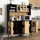 preview thumbnail 3 of 9, 59" H Buffet Sideboard Cabinet with Storage Door & Power Outlet, Farmhouse Coffee Bar Cabinet with Wine Rack