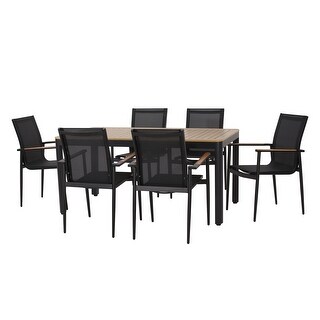 Norcrest Outdoor Mesh and Aluminum 7 Piece Dining Set by Christopher Knight Home