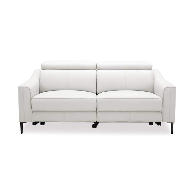 Divani Casa Eden Modern White Leather Sofa With 2 Recliners
