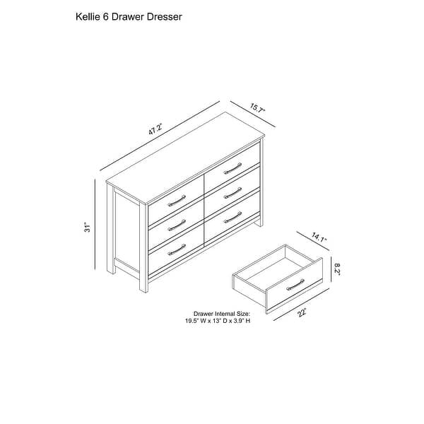 6 Drawer Dresser - Chest of Drawers for Bedroom - Clothes Storage