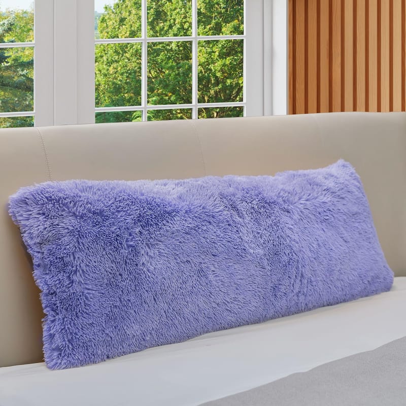 Cheer Collection 20" x 54" Long Hair Shaggy Body Pillow