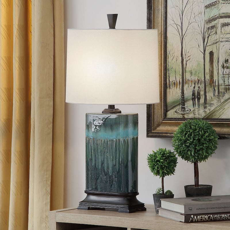 Carolina Ceramic Table Lamp with Multitone Blue Glaze Finish