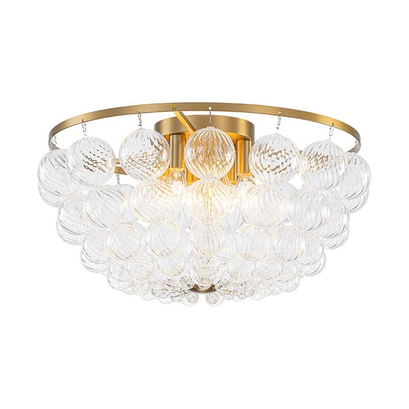 Glam 6-Light Twisted Glass Globe String Flush Mount - 19.7in