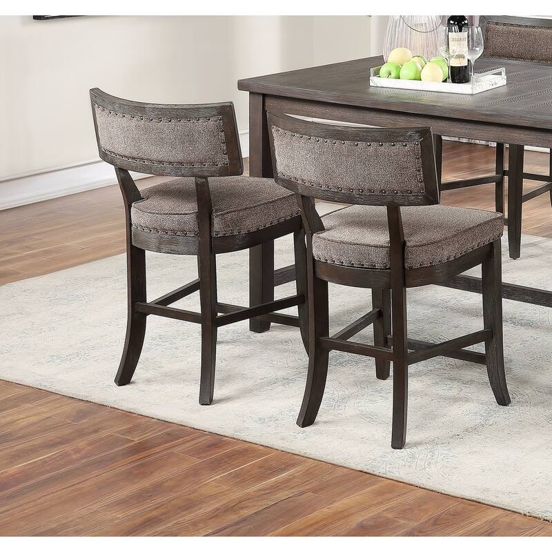 Dining Room Furniture Counter Height Dining Table w Side Shelves Rustic Espresso 5pc Dining Set Table and 4x High Chairs