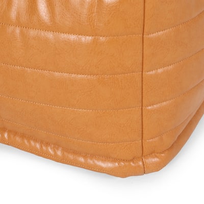 Bambo Faux Leather Rectangle Pouf,Comfortable choice, multiple functions, classic design, and cozy corners