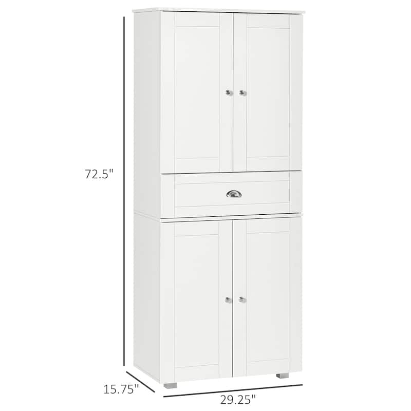 72" Freestanding Kitchen Pantry Cabinet w/2 Large Double Door Cabinets