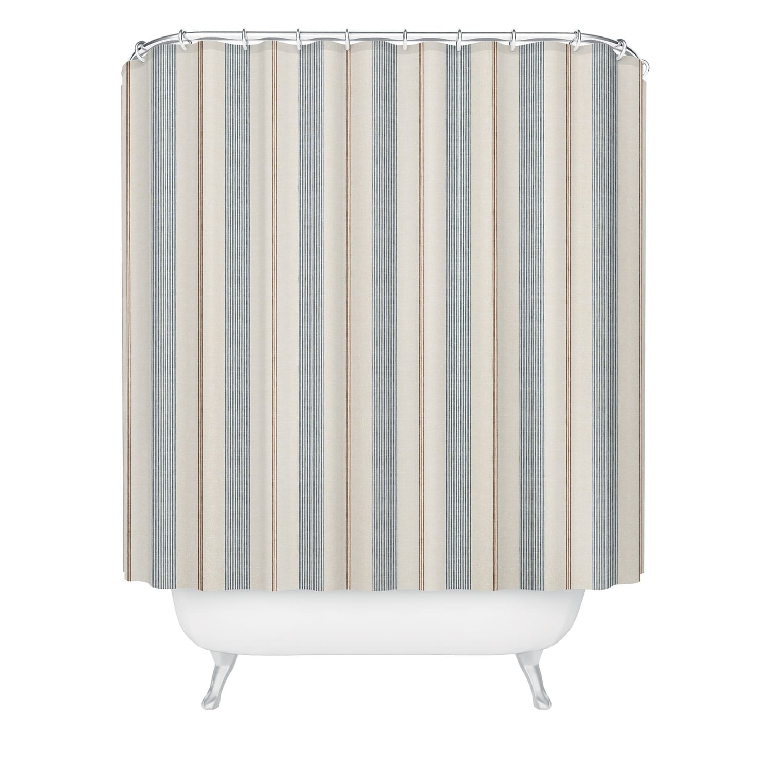 Little Arrow Design Co ivy stripes cream and blue Shower Curtain