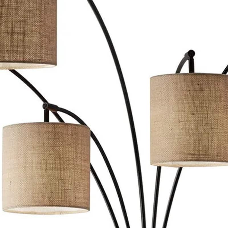 82" Tree Floor Lamp with 5 Lights Beige Drum Shades and Bronze Base for Living Room Lighting Decor - 82”H x 44”W x 42”D